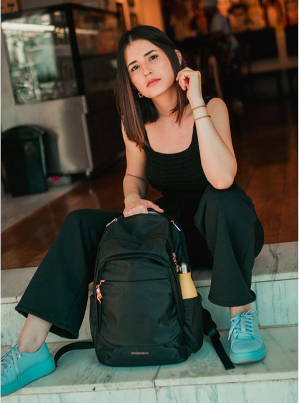 LIGHT FLIGHT Travel Backpack for Women, 15.6 Inch Laptop Backpack with USB Charging Hole, Water Resistant College Bookbag, Large Capacity Black Computer Backpacks for Work, Black - Image 9