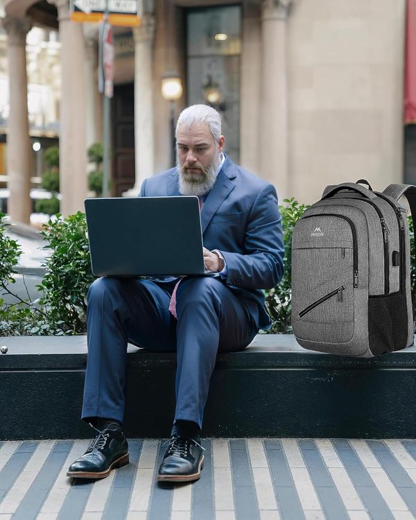 MATEIN Travel Laptop Backpack, 17 Inch Business Flight Approved Carry on Backpack, TSA Large Computer Bag for Men Women with USB Port and Trolley Sleeve, College School Tactical Book Bag, Grey - Image 9